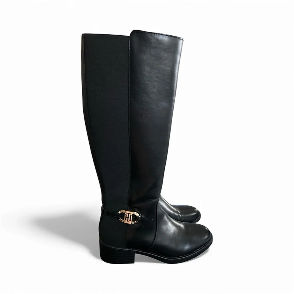 Tommy Hilfiger Imizza Elegant Black Riding Boots sz 7.5 new,,3A